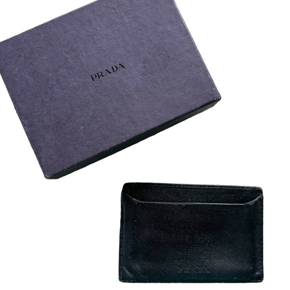 Prada Nero Saffiano Leather Card Case Wallet - Picture 1 of 15